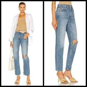 💕RE/DONE💕 70's Straight Leg Jeans ~ Daring Indigo With Rip High Waist 31 NWOT